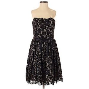 Robert Rodriguez Black Strapless Lace Floral Dress Size 4